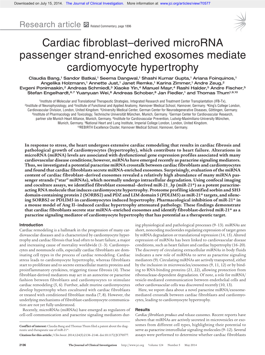 Cardiac Fibroblast–Derived Microrna Passenger Strand-Enriched