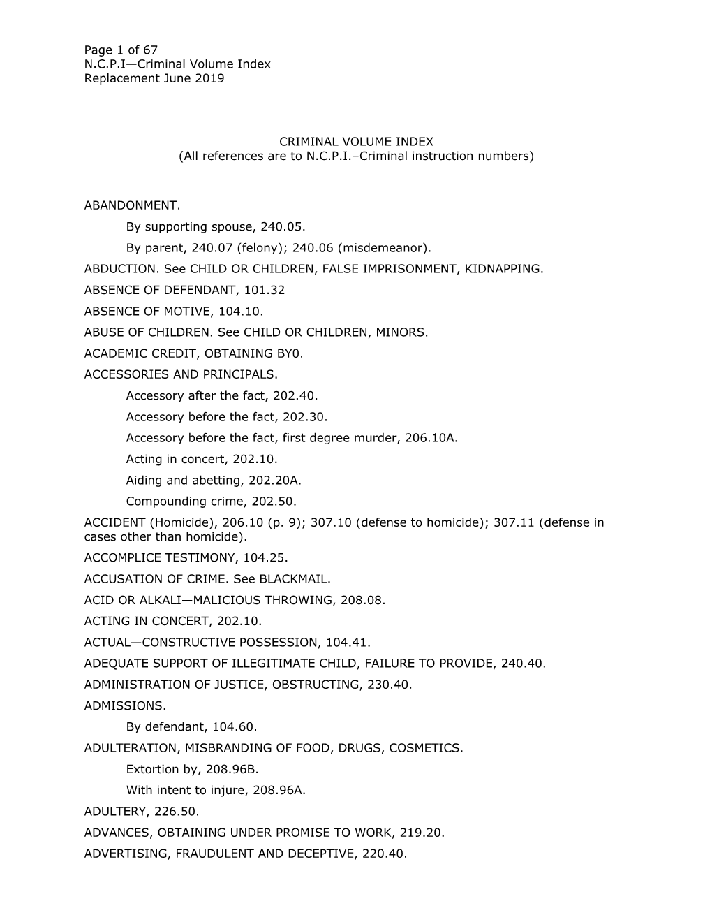 Criminal Volume Index Replacement June 2019