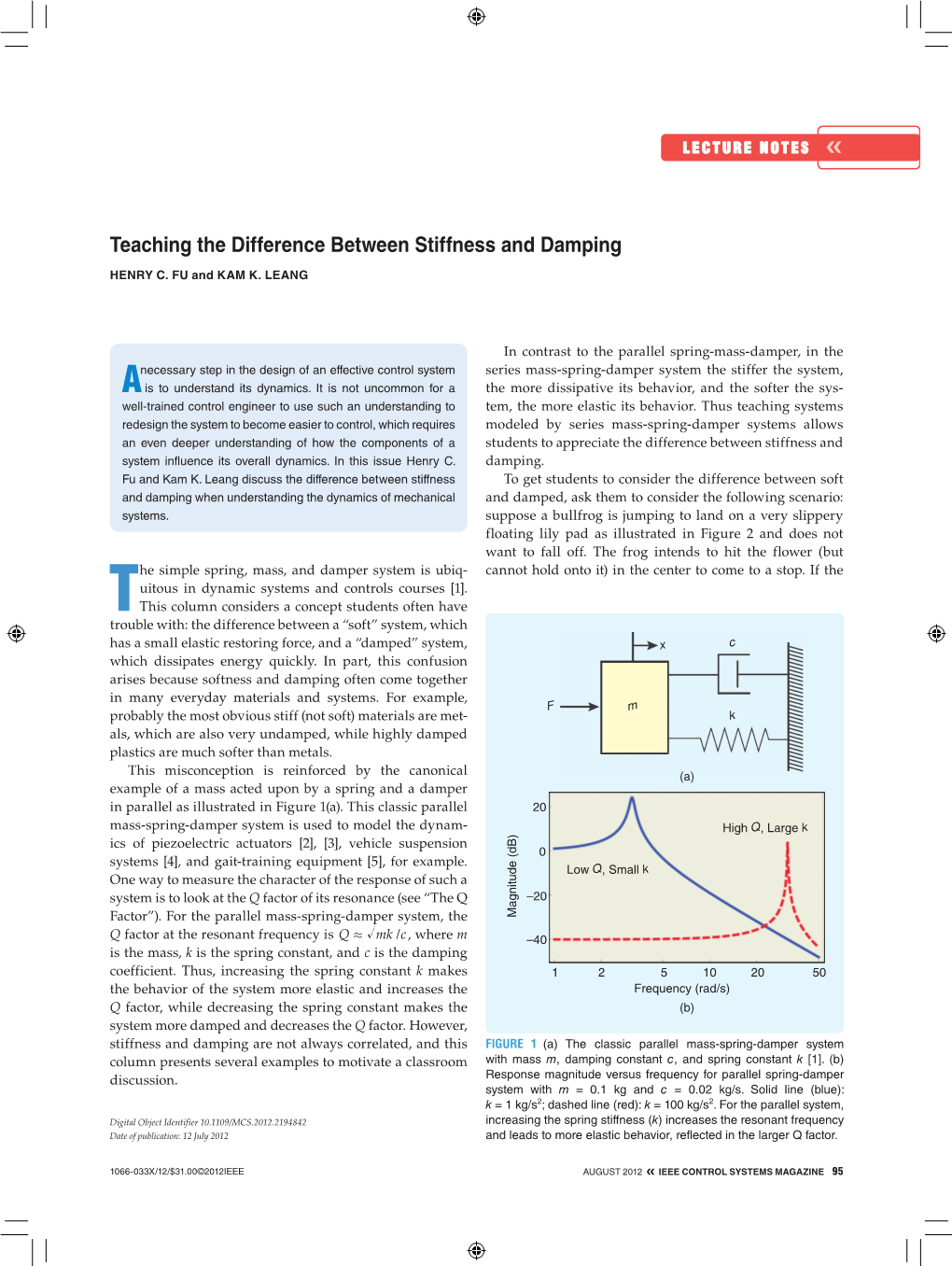 Teaching the Difference Between Stiffness and Damping