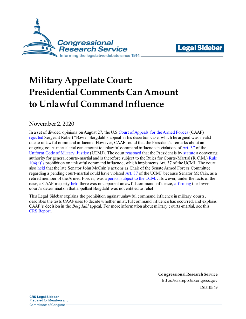 Military Appellate Court: Presidential Comments Can Amount to Unlawful Command Influence