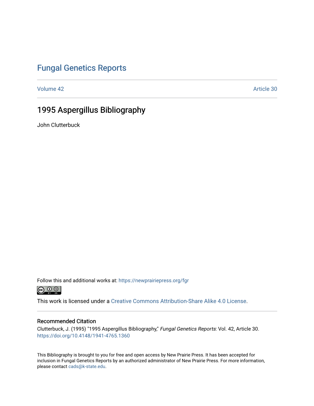 1995 Aspergillus Bibliography
