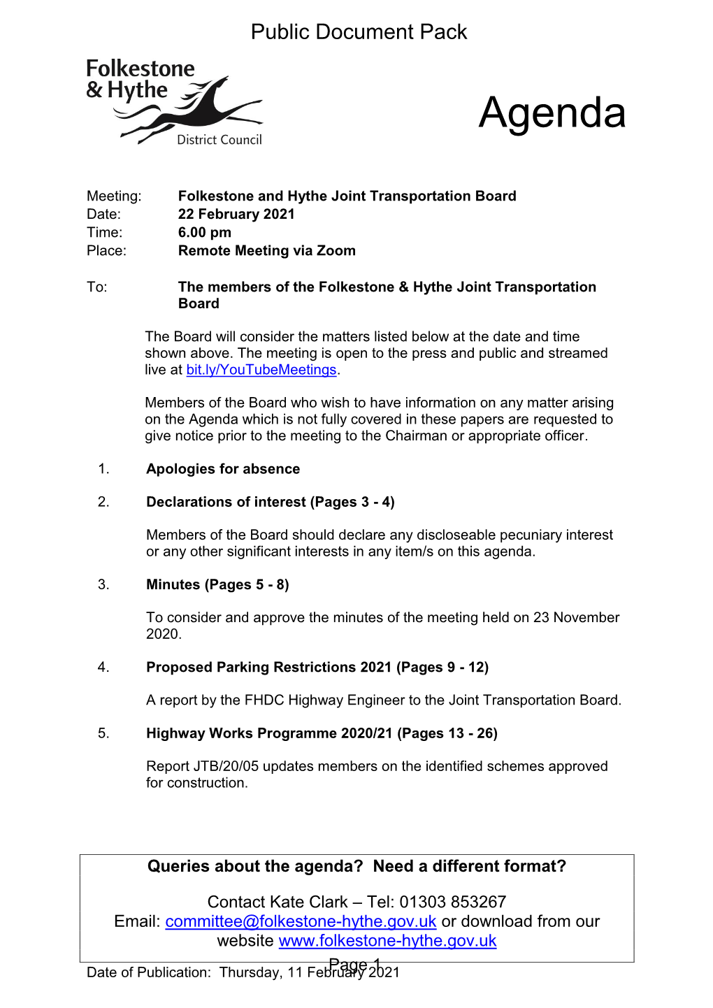 (Public Pack)Agenda Document for Folkestone and Hythe Joint