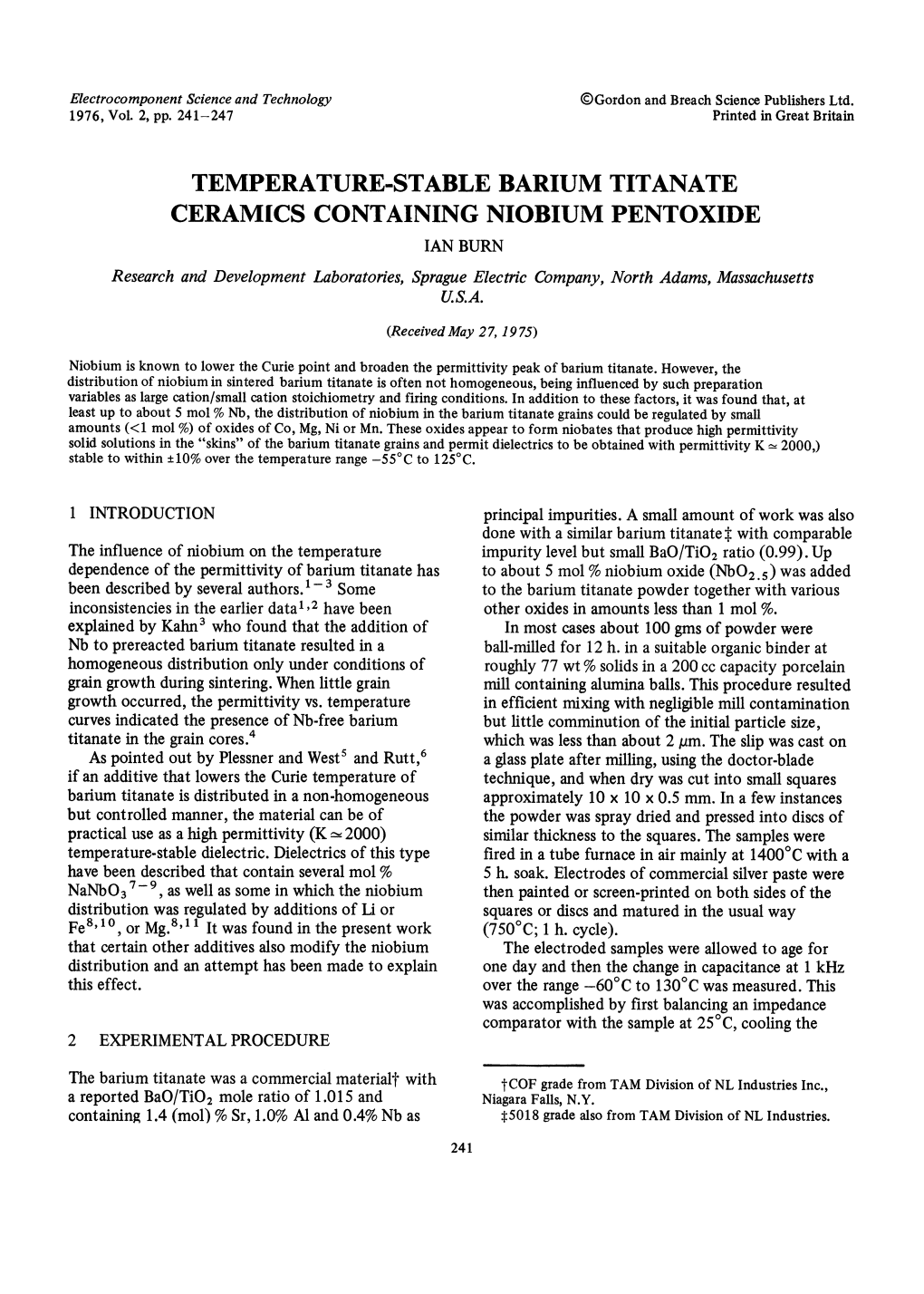 Temperature-Stable Barium Titanate Ceramics