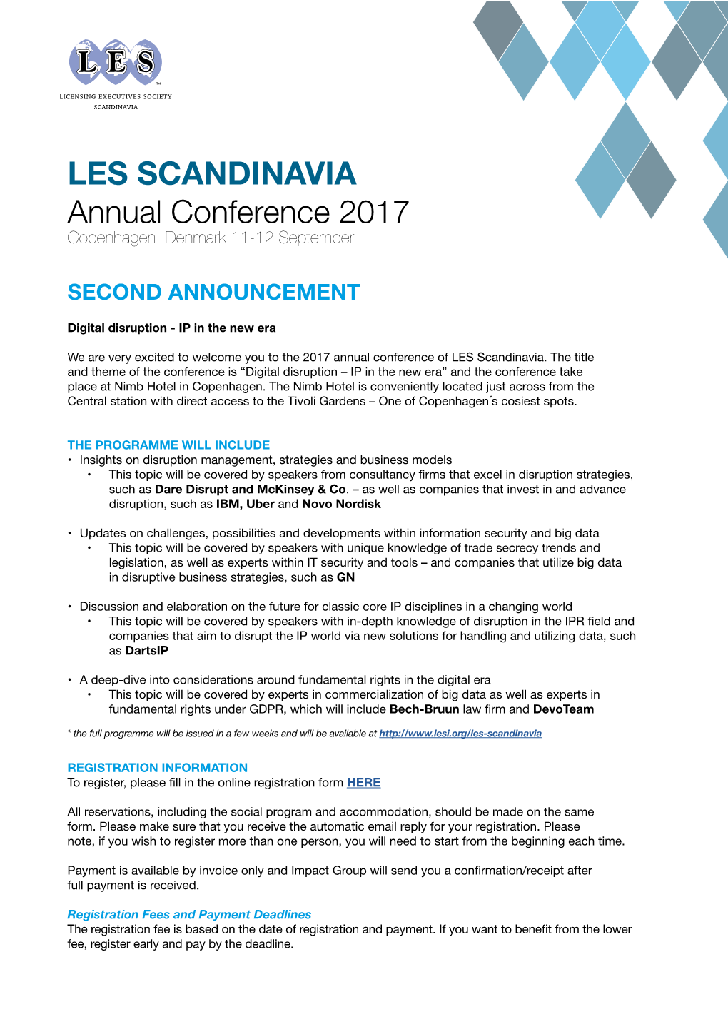 LES SCANDINAVIA Annual Conference 2017 Copenhagen, Denmark 11-12 September