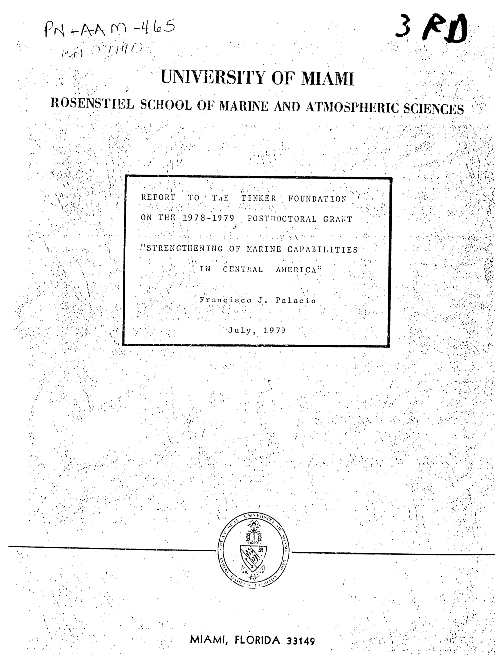 Unv Sity of Miami Rosenst L School of Marine and Atmospheric Sciencessins