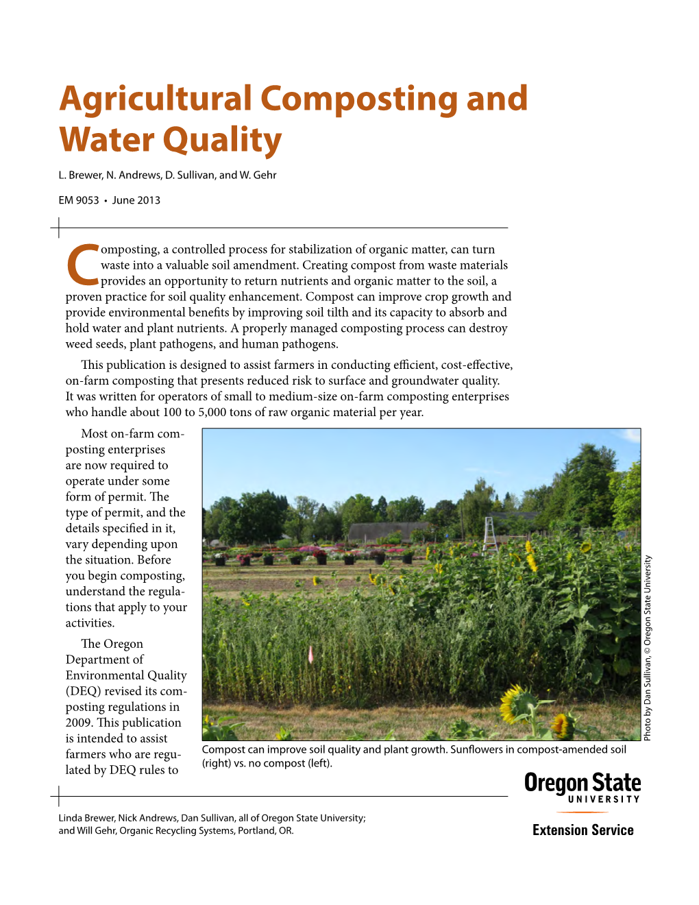 Agricultural Composting and Water Quality L