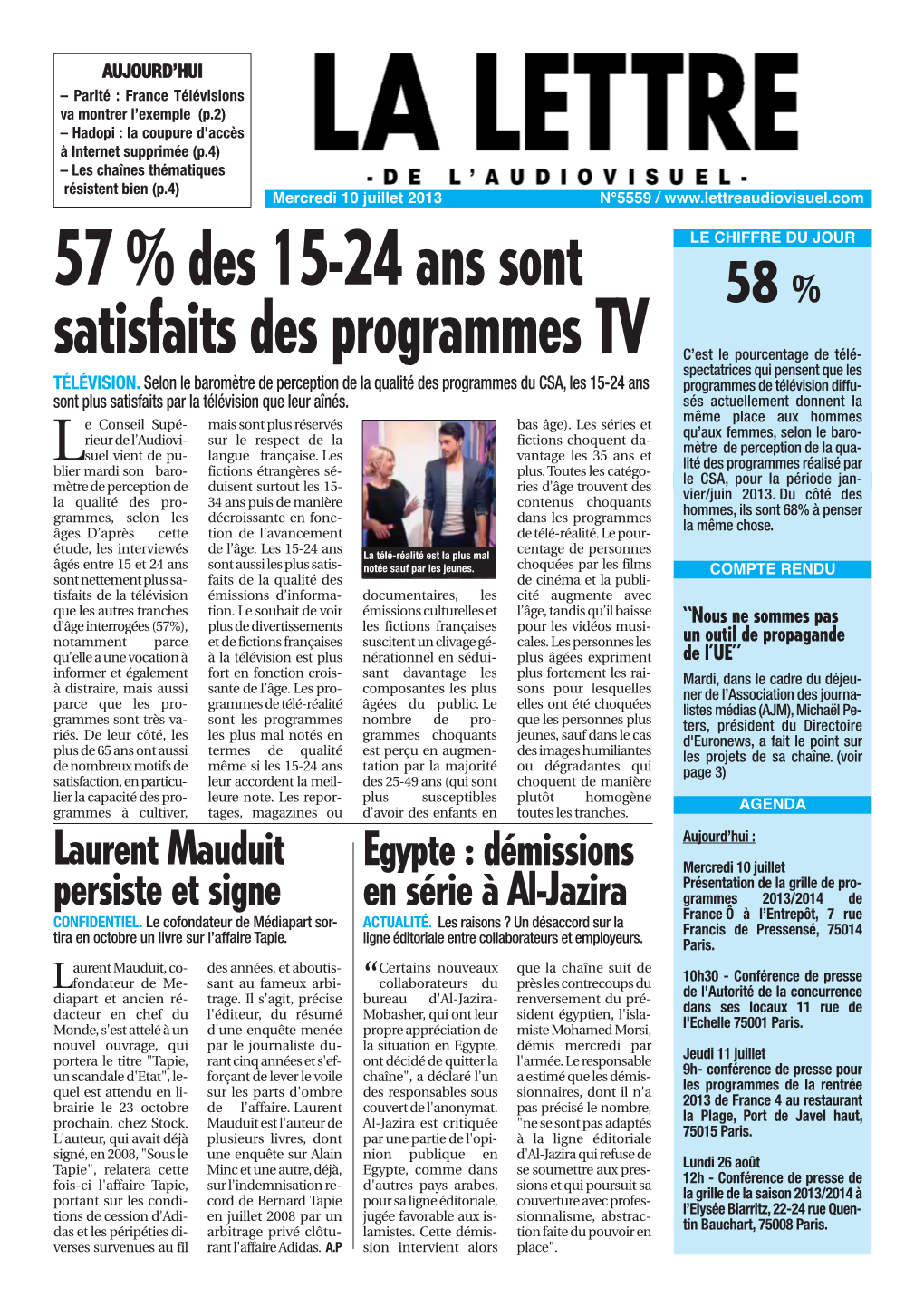 57 % Des 15-24 Ans Sont Satisfaits Des Programmes TV