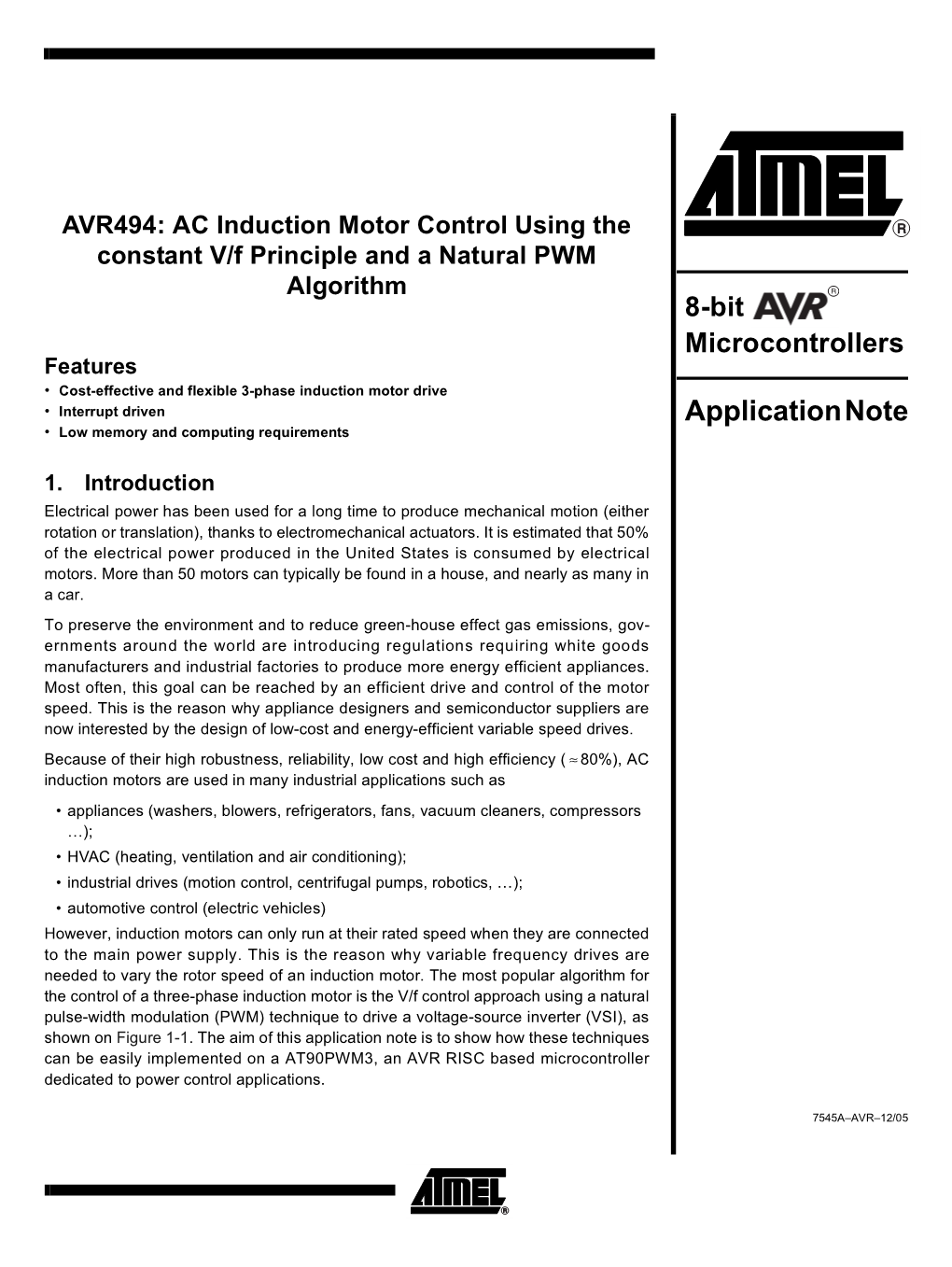 AC Induction Motor Control Using the Constant V/F Principle and a Natural