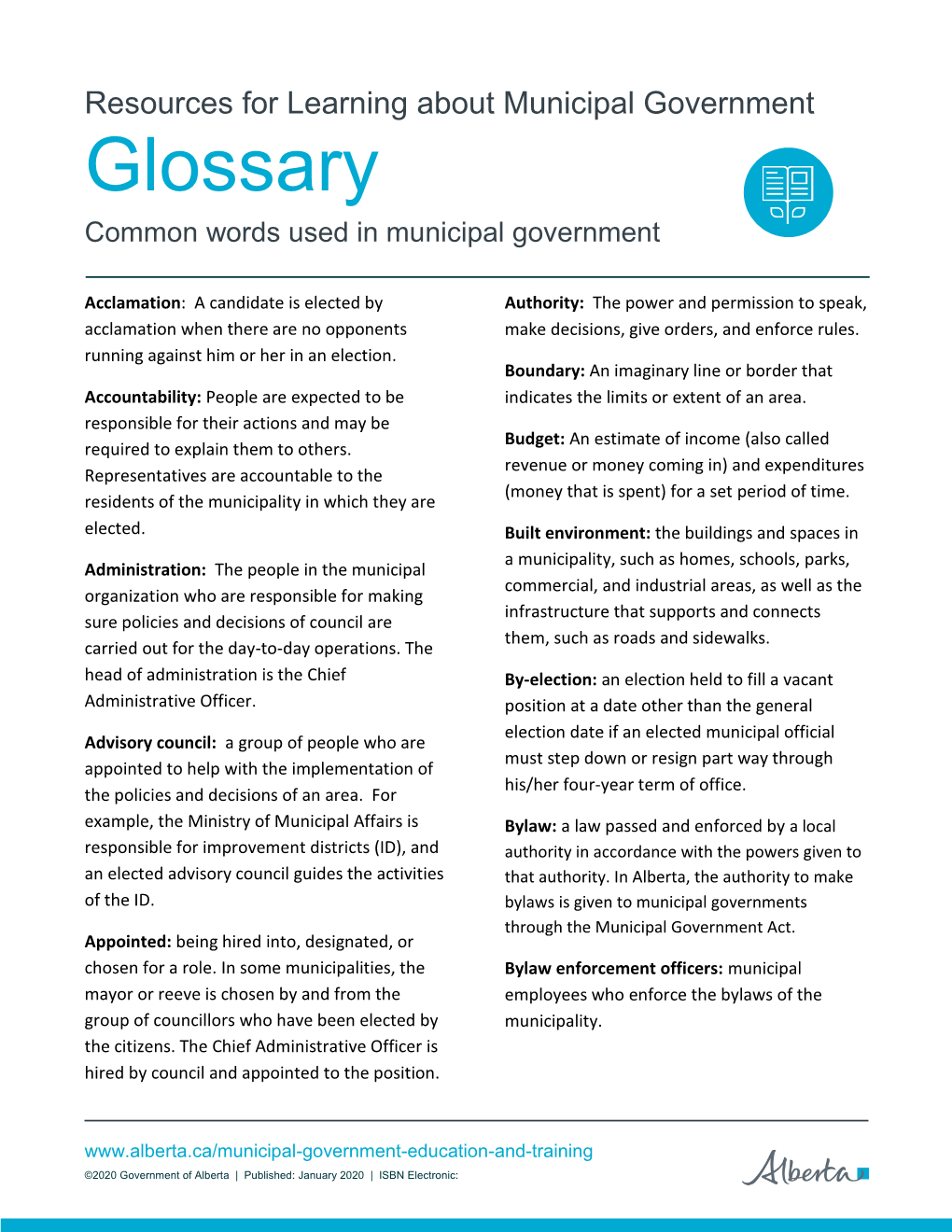 Glossary: Common Words Used in Municipal Government