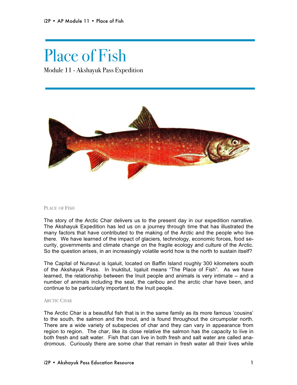 Module 11: Place of Fish