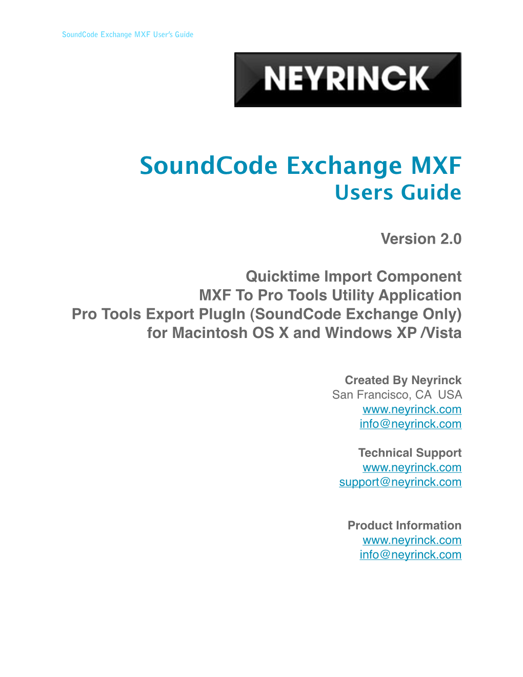 Soundcode Exchange MXF Users Guide