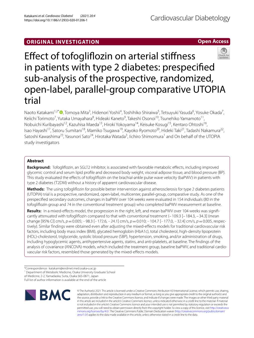 Effect of Tofogliflozin on Arterial Stiffness in Patients with Type 2
