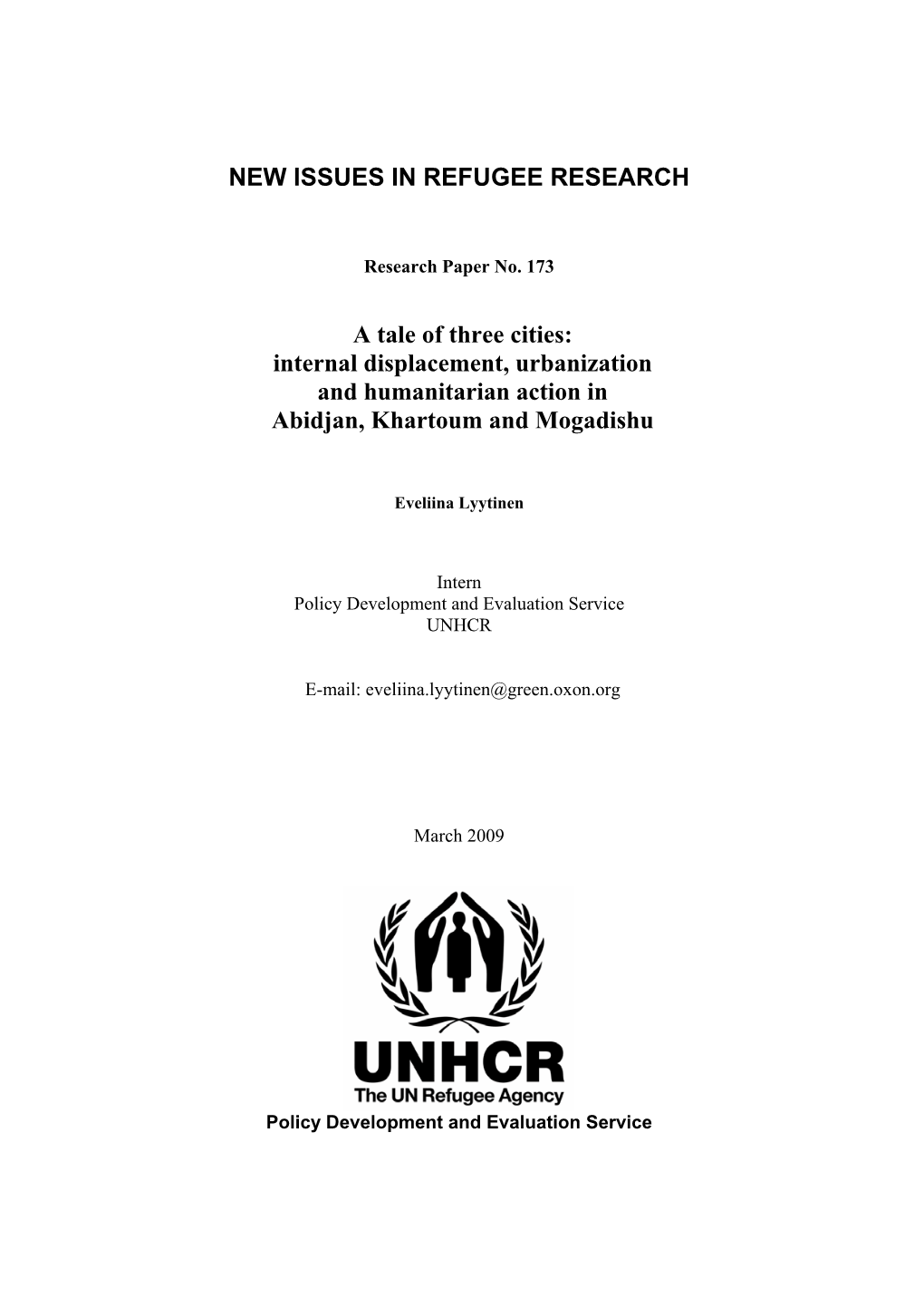 Internal Displacement, Urbanization and Humanitarian Action in Abidjan, Khartoum and Mogadishu