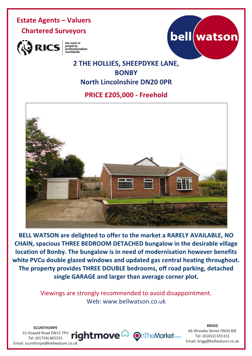 Valuers Chartered Surveyors 2 the HOLLIES, SHEEPDYKE LANE