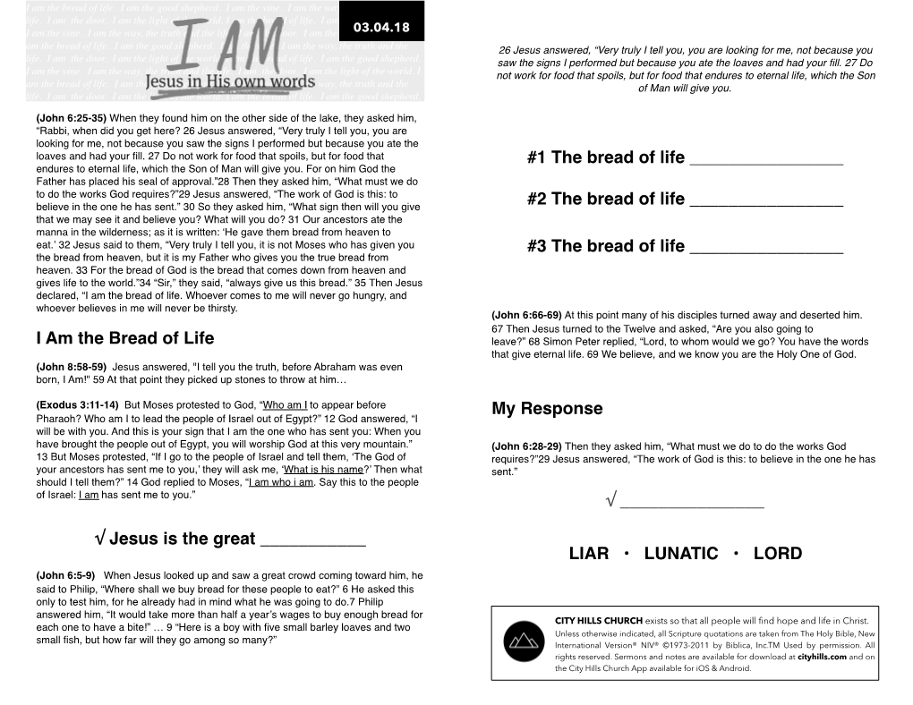 I Am Series Week 1