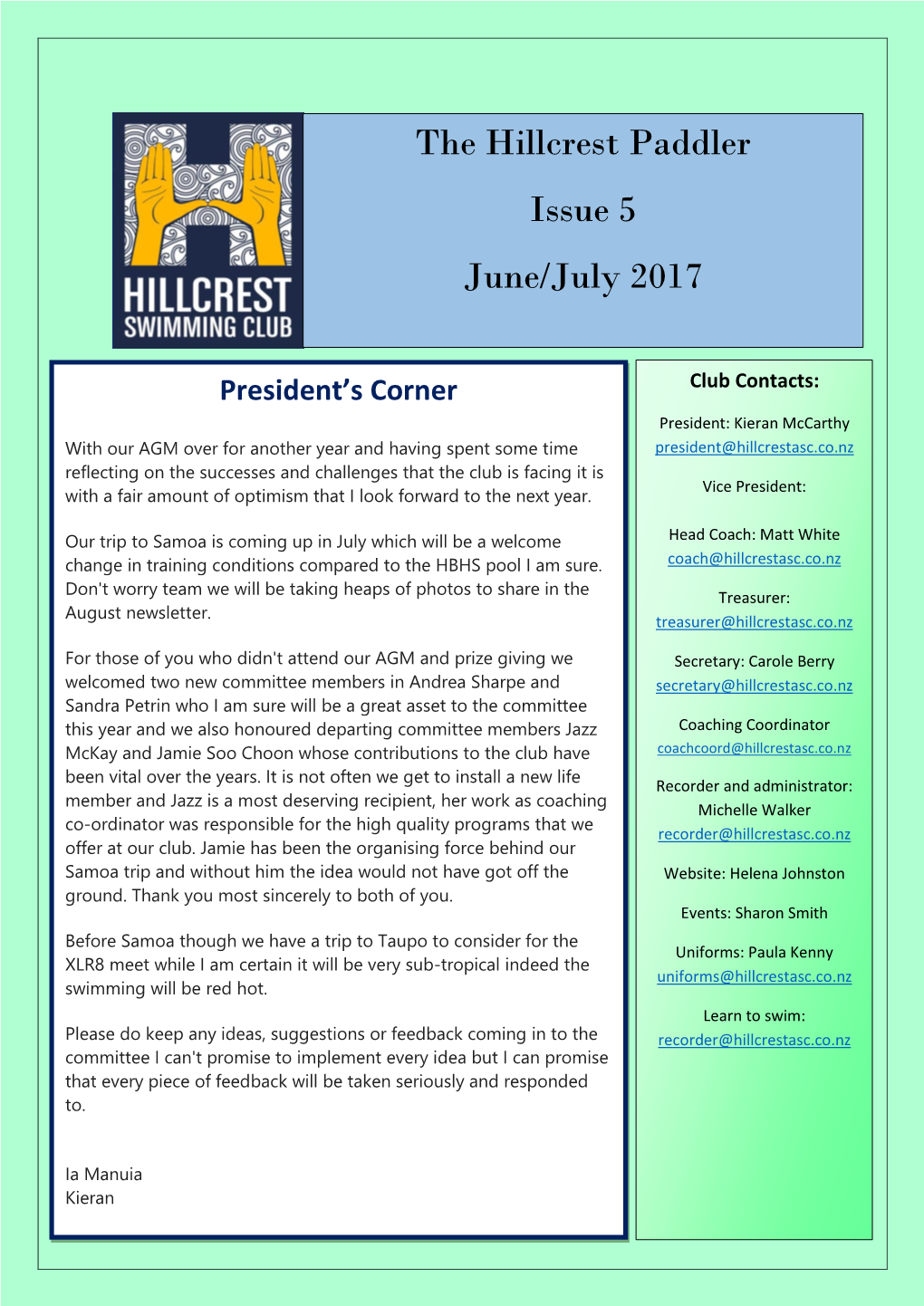 Hillcrest Newsletter