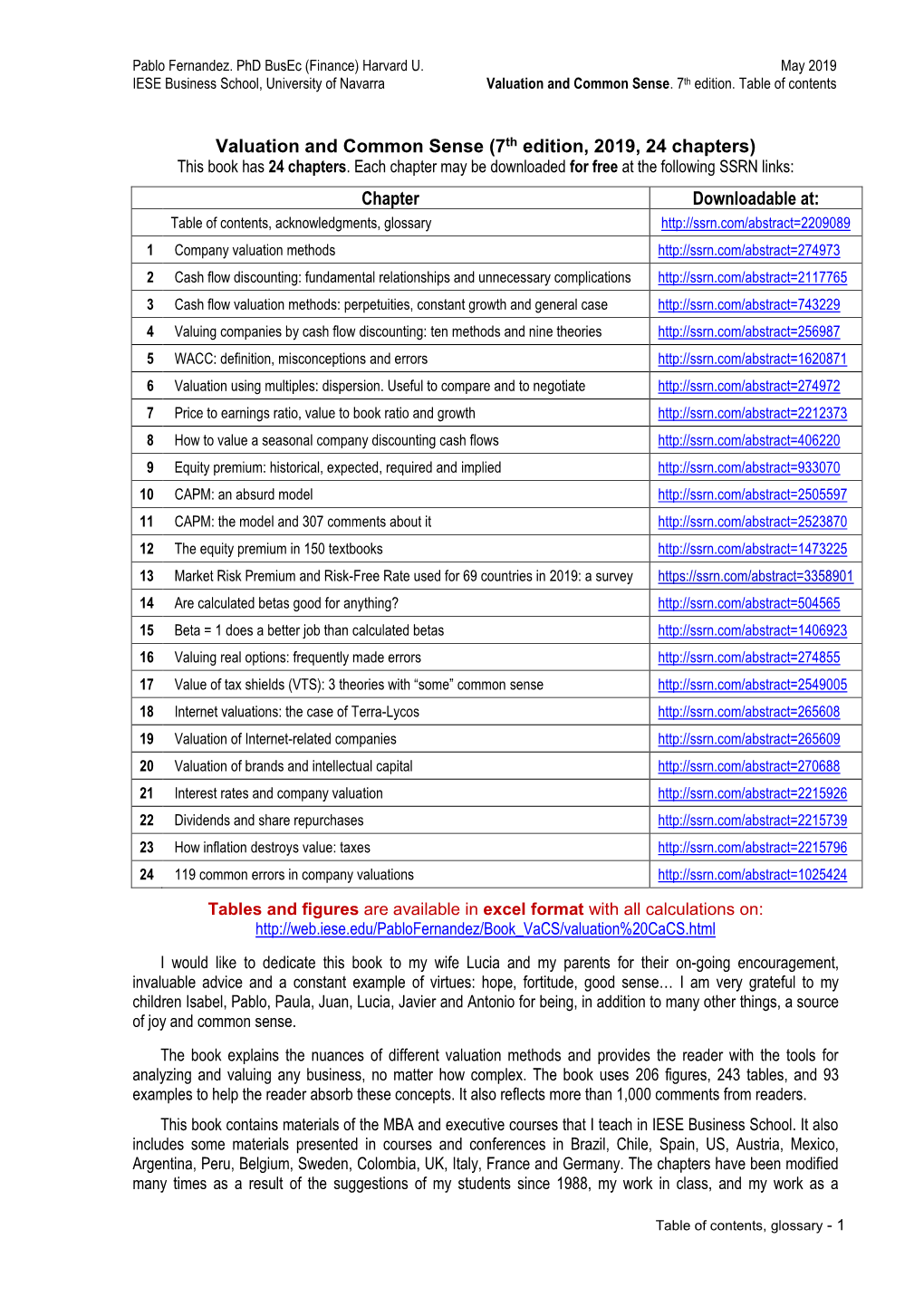 Valuation and Common Sense (7Th Edition, 2019, 24 Chapters) This Book Has 24 Chapters