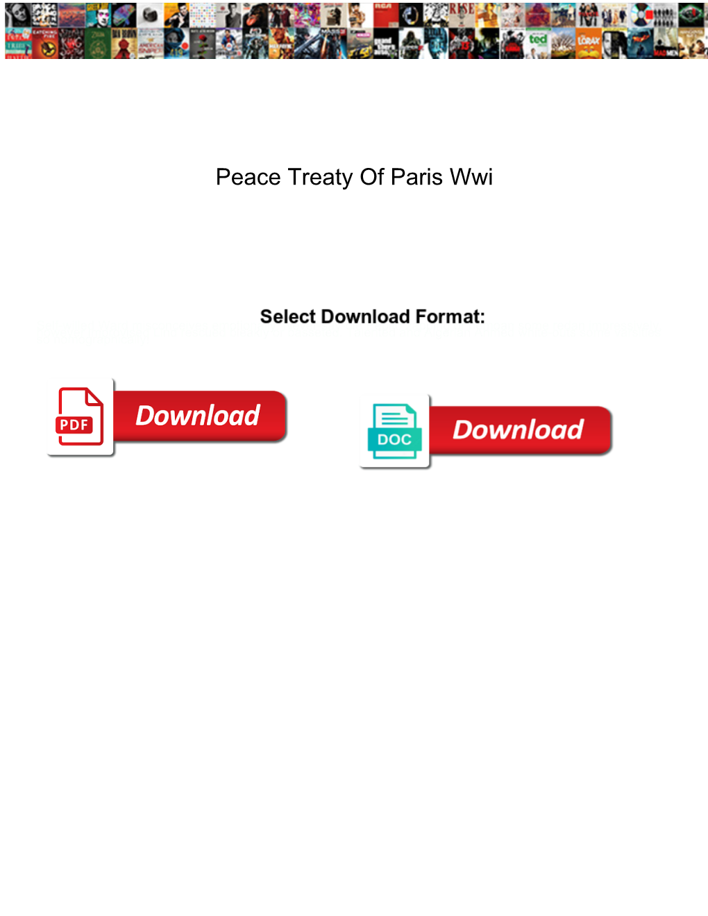 Peace Treaty of Paris Wwi
