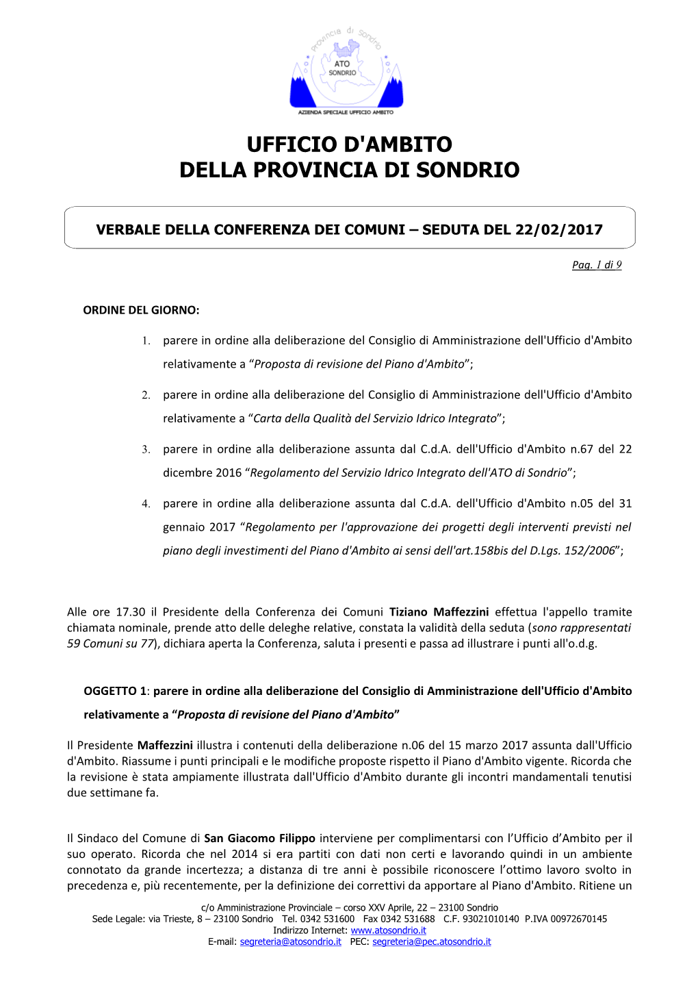 Ufficio D'ambito Della Provincia Di Sondrio