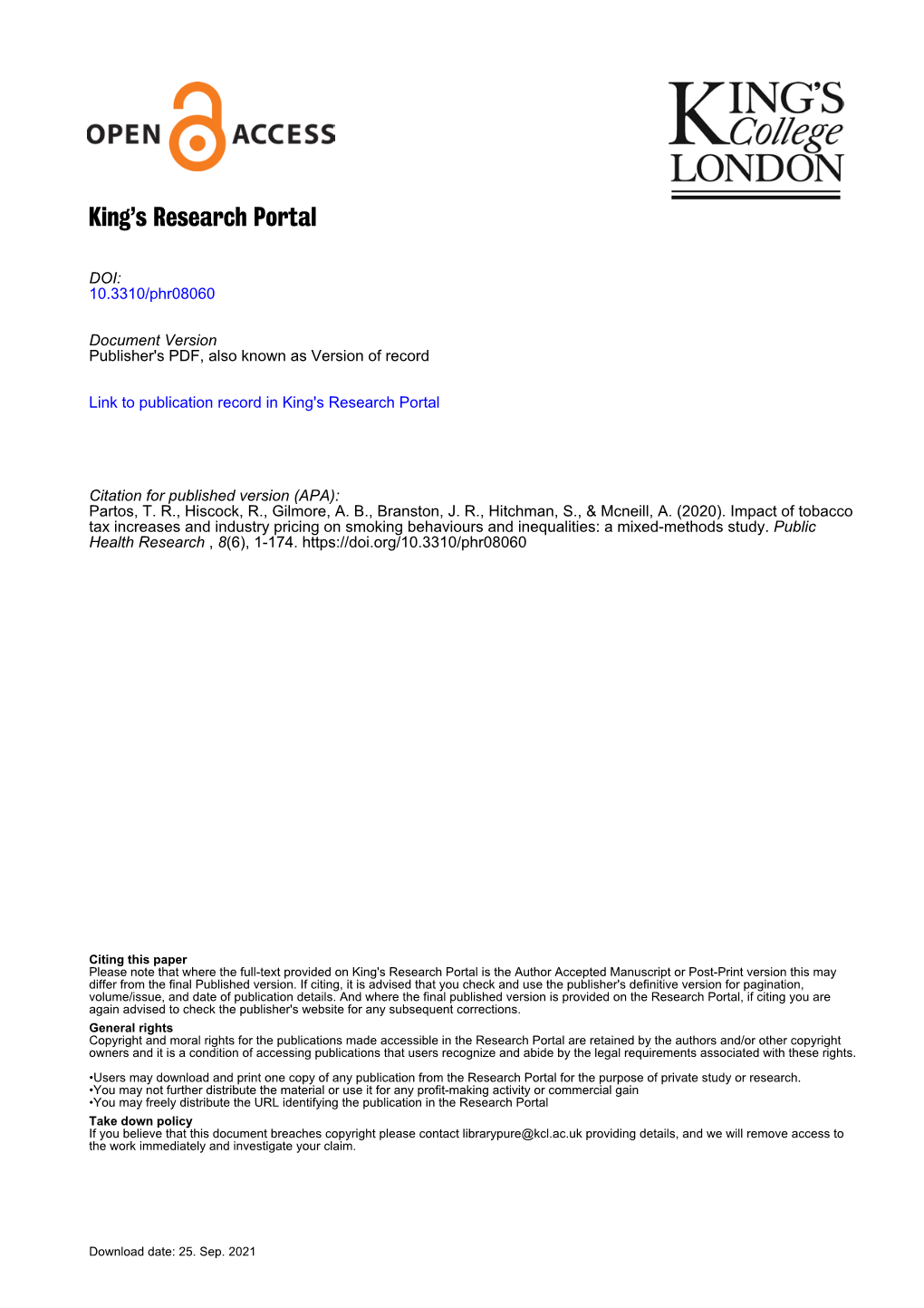 Impact of Tobacco Tax Increases and Industry Pricing on Smoking Behaviours and Inequalities: a Mixed-Methods Study