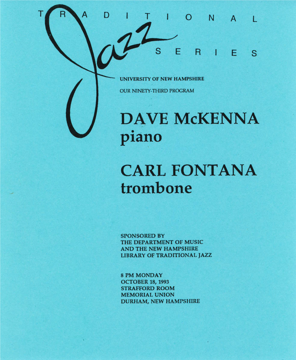 DAVE Mckenna CARL FONTANA Trombone