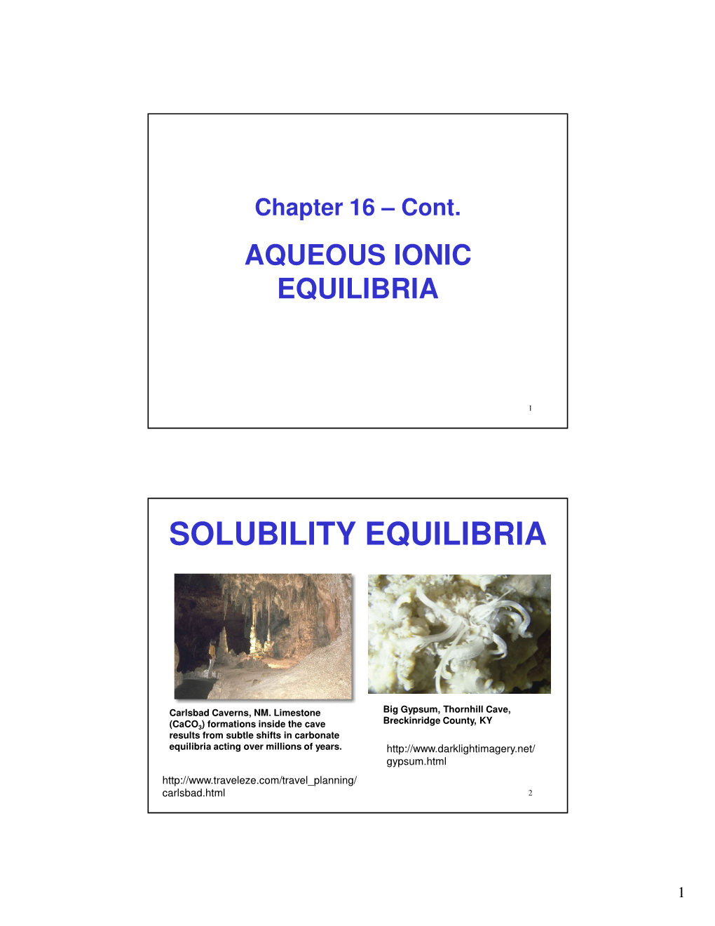 Solubility Equilibria