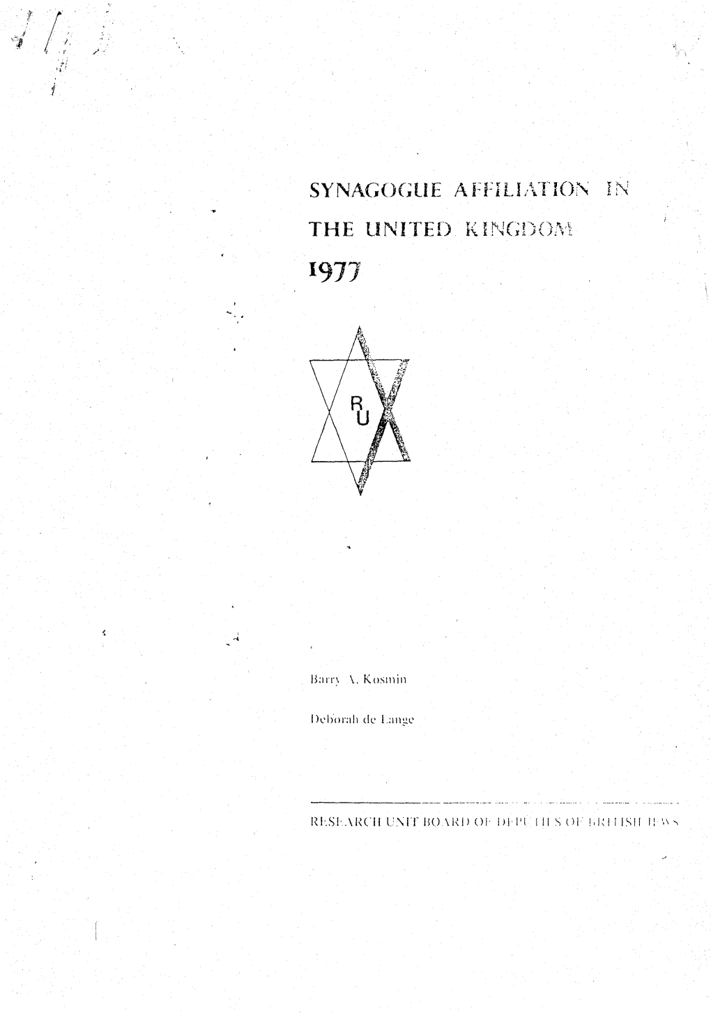 SYNAGOGUE AFFILIATI on !N the UNFI'el) 1977