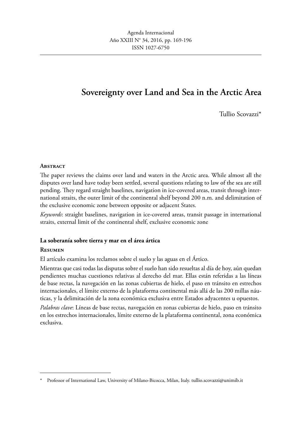 Sovereignty Over Land and Sea in the Arctic Area