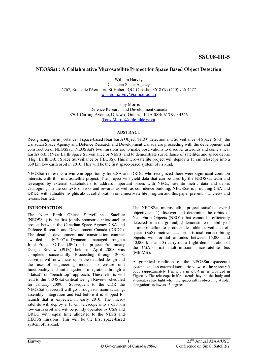 Neossat: a Collaborative Microsatellite Project for Space