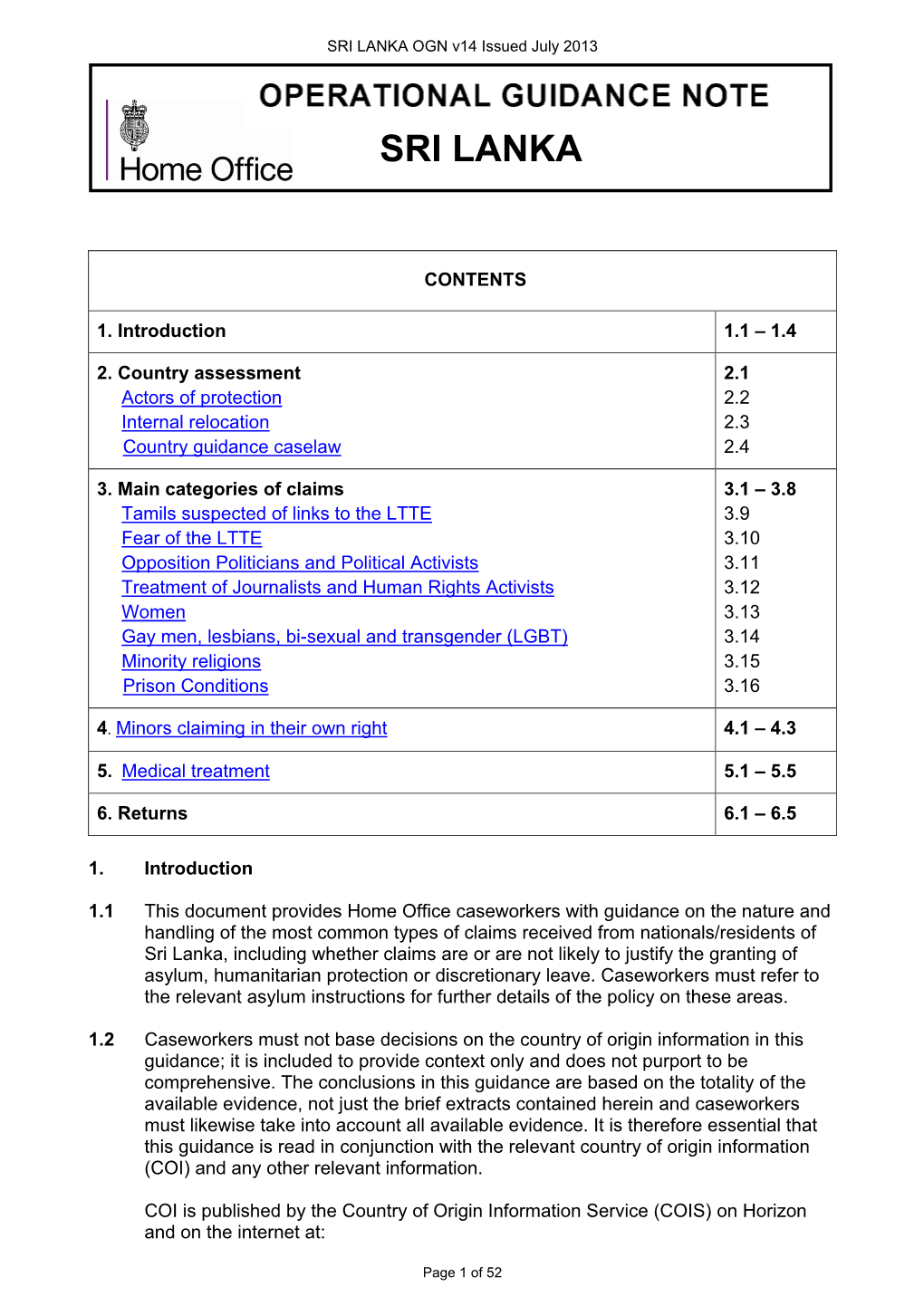 SRI LANKA OGN V14 Issued July 2013