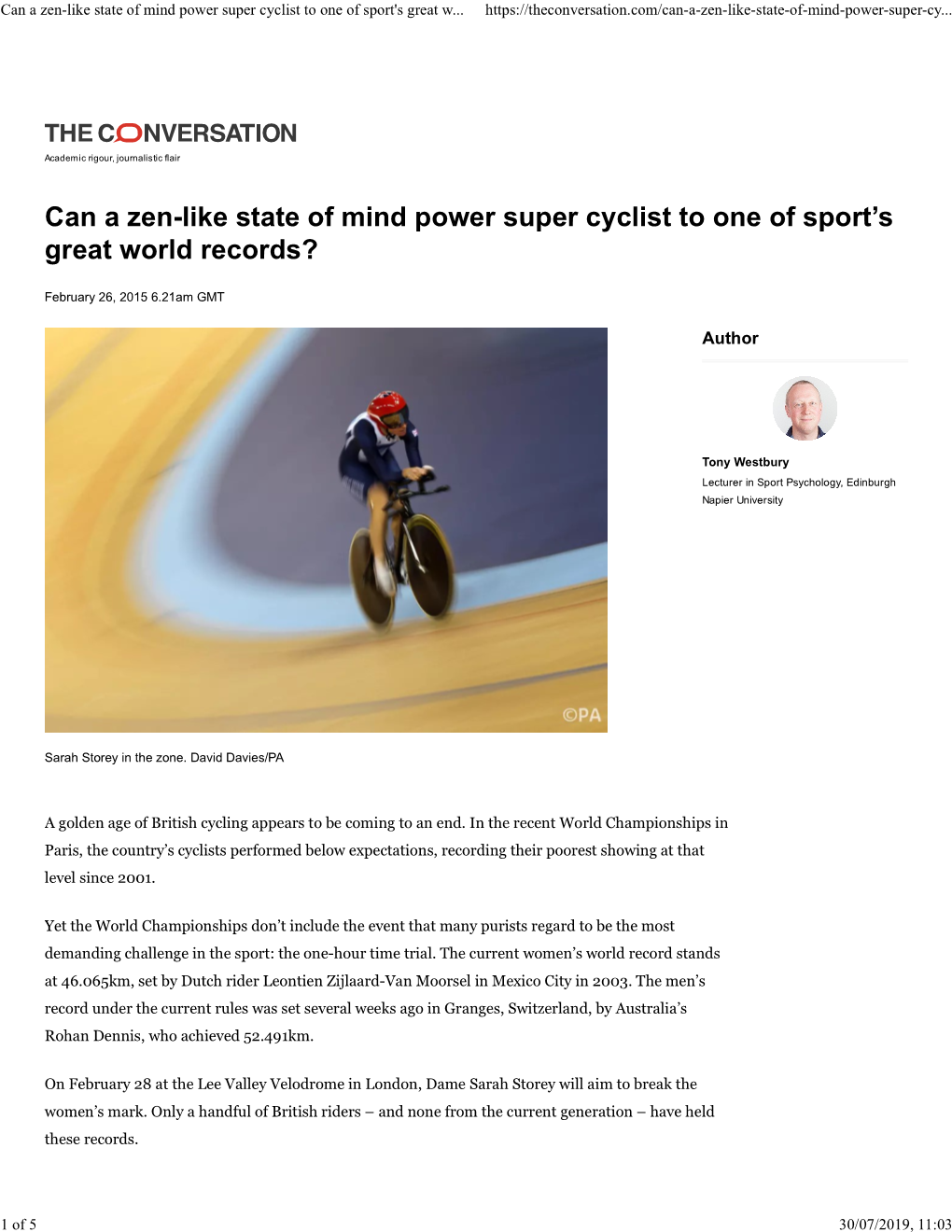 Can a Zen-Like State of Mind Power Super Cyclist to One of Sport's Great W