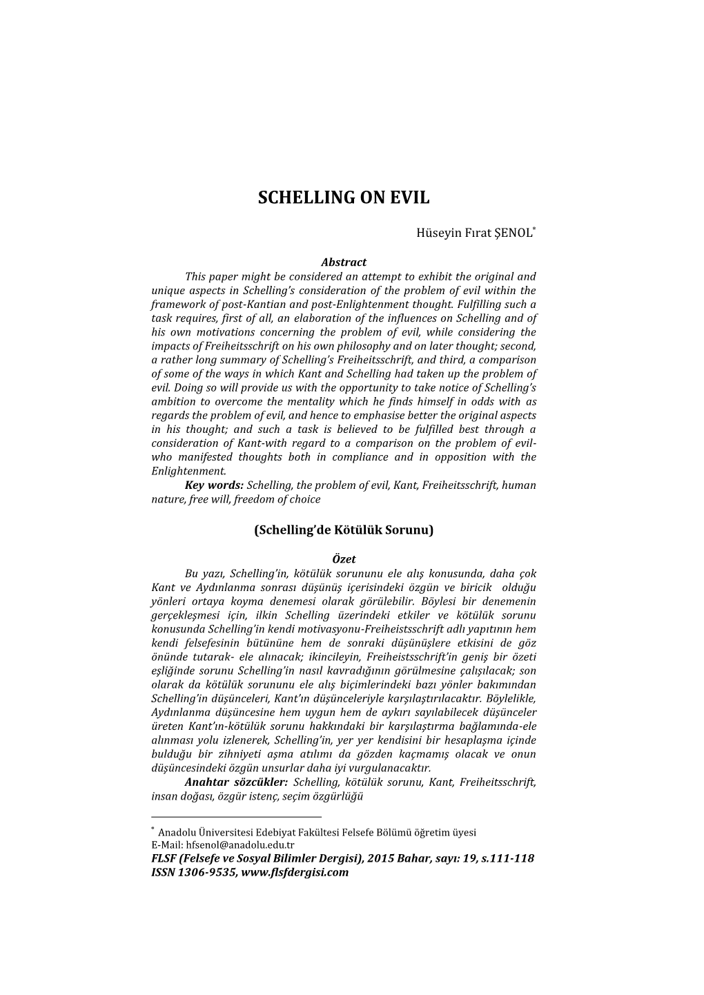 Schelling on Evil