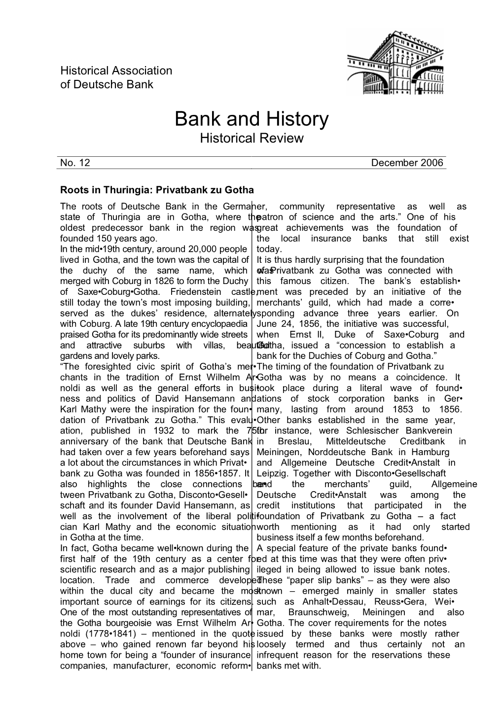 Bank and History Historical Review