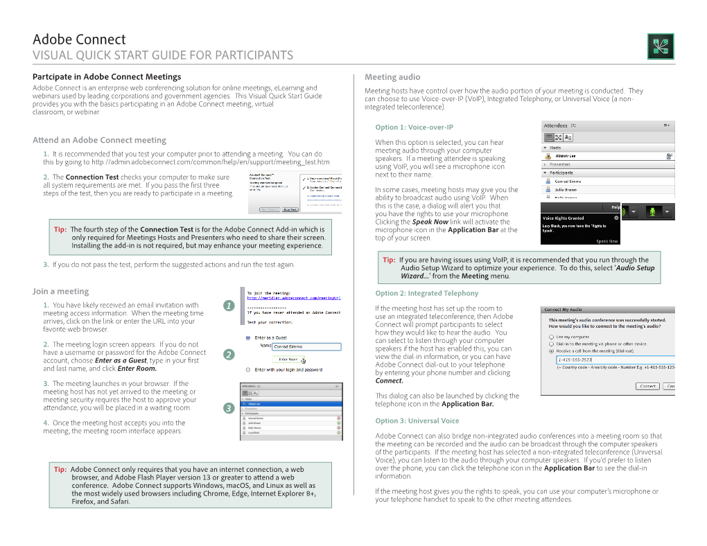 Adobe Connect Quick Start Guide for Participants