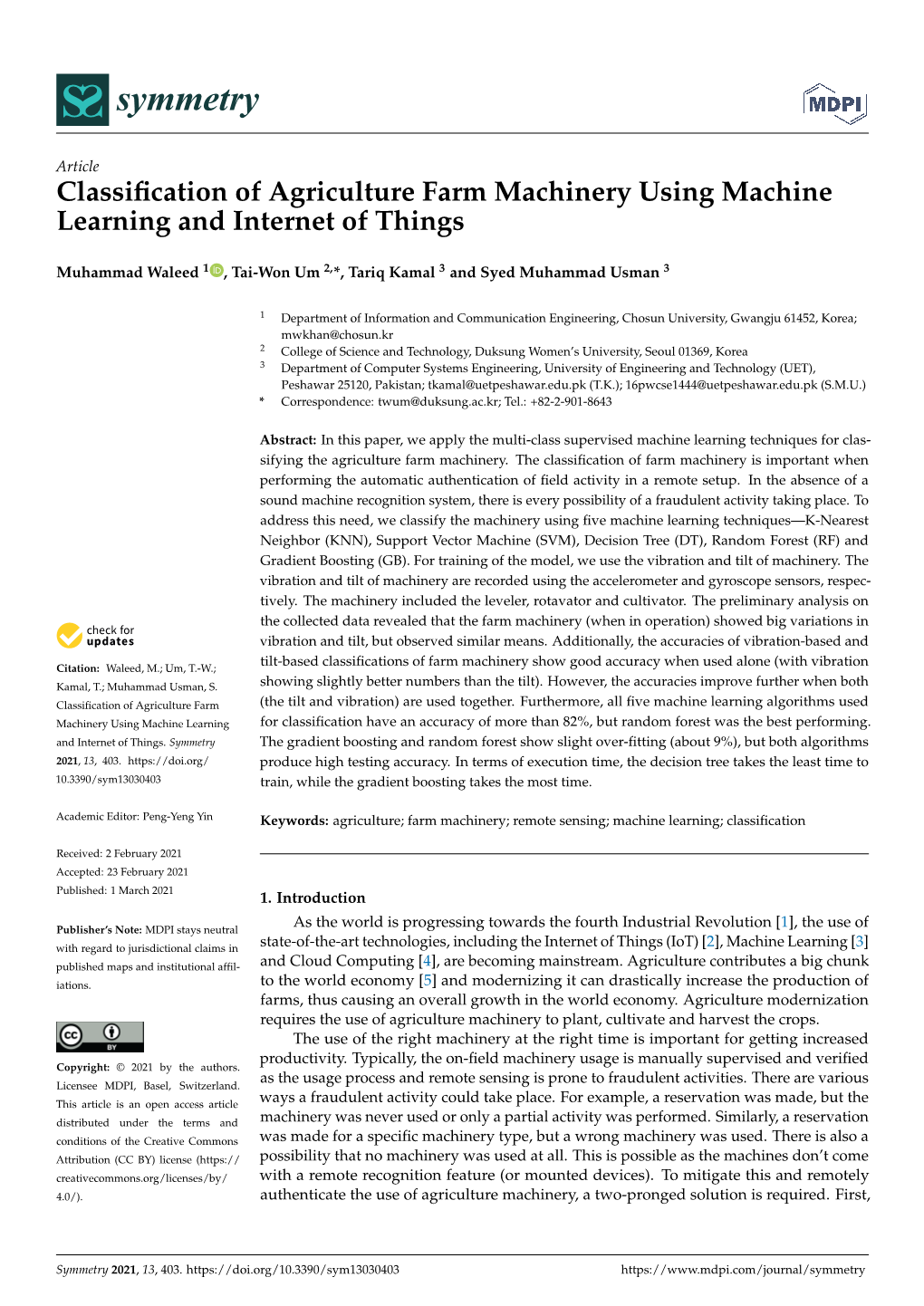 Classification of Agriculture Farm Machinery Using Machine Learning