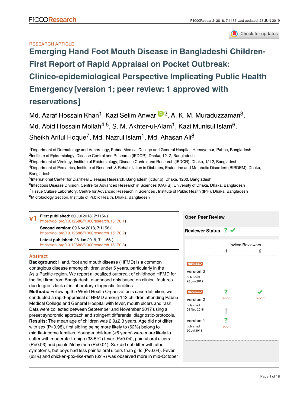 Emerging Hand Foot Mouth Disease in Bangladeshi