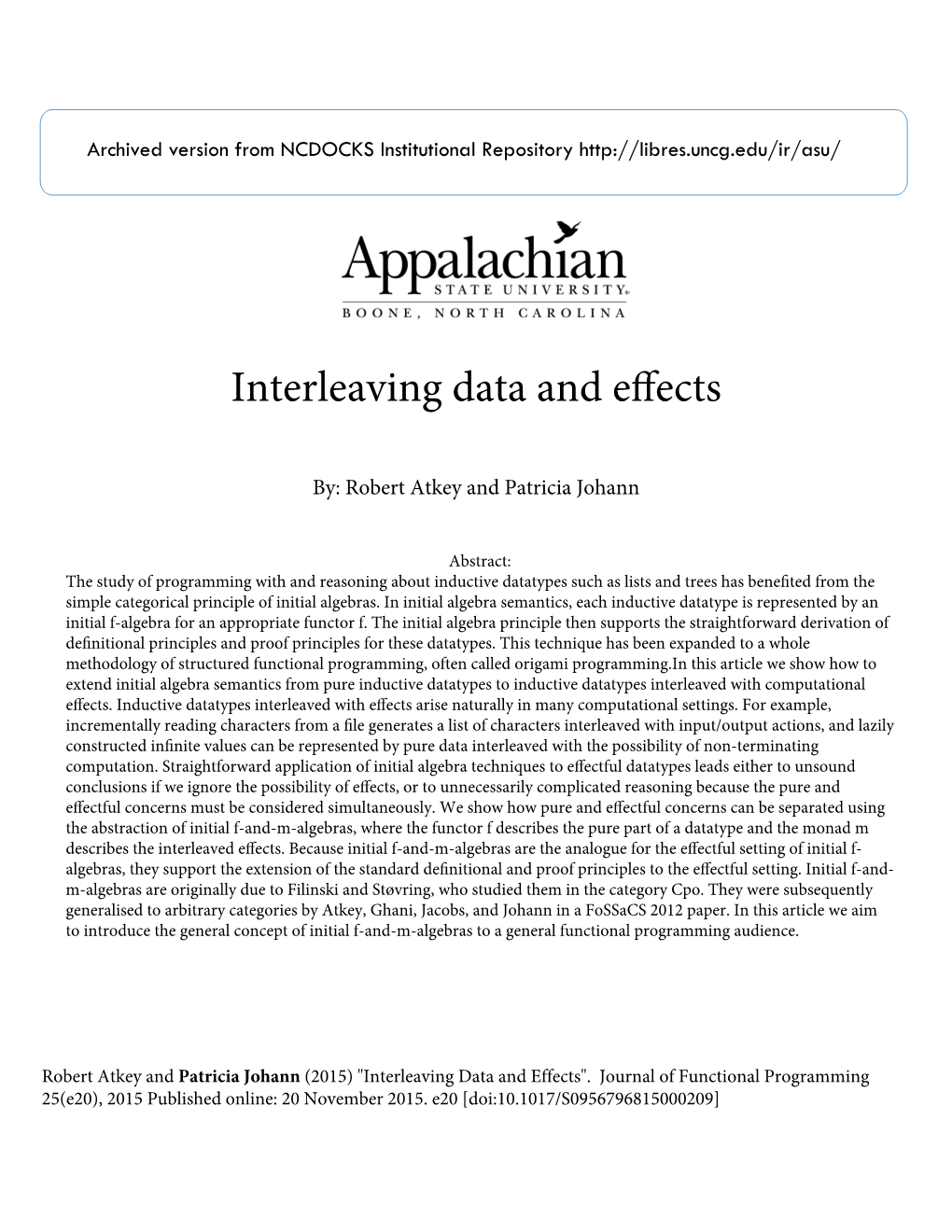 Interleaving Data and Effects