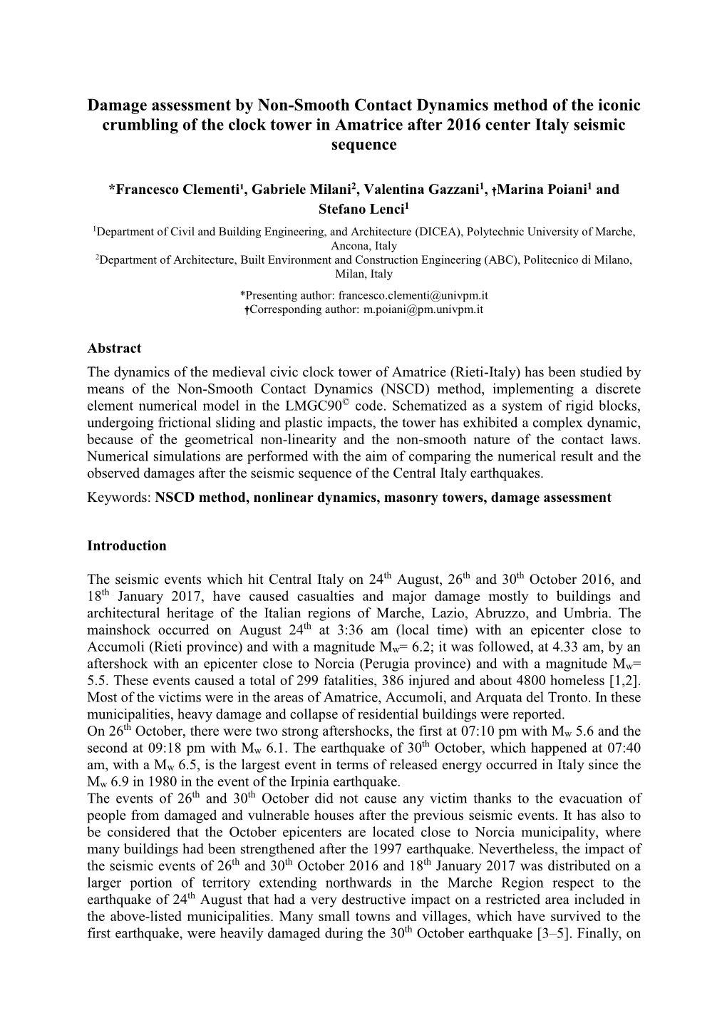 Damage Assessment by Non-Smooth Contact Dynamics Method of the Iconic Crumbling of the Clock Tower in Amatrice After 2016 Center Italy Seismic Sequence