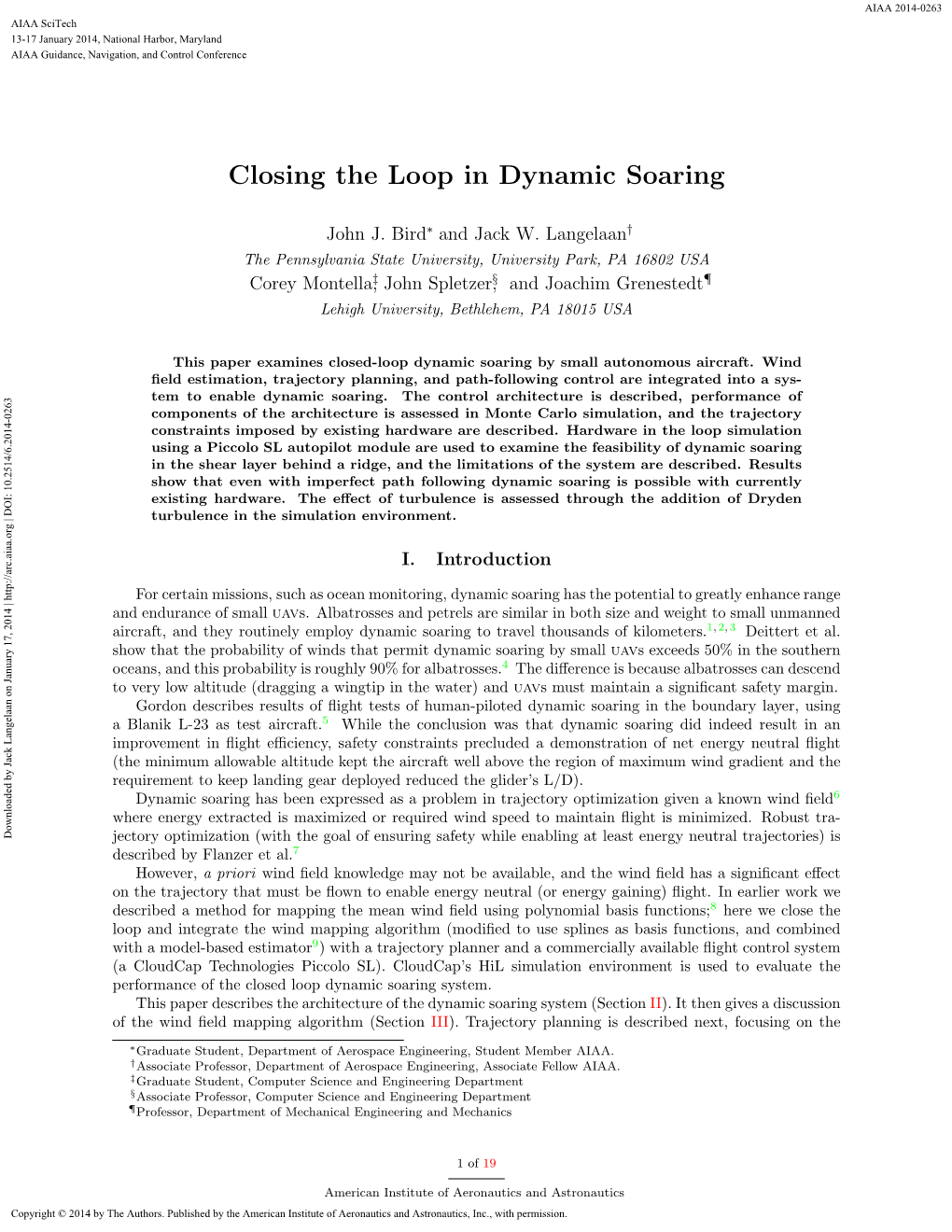 Closing the Loop in Dynamic Soaring