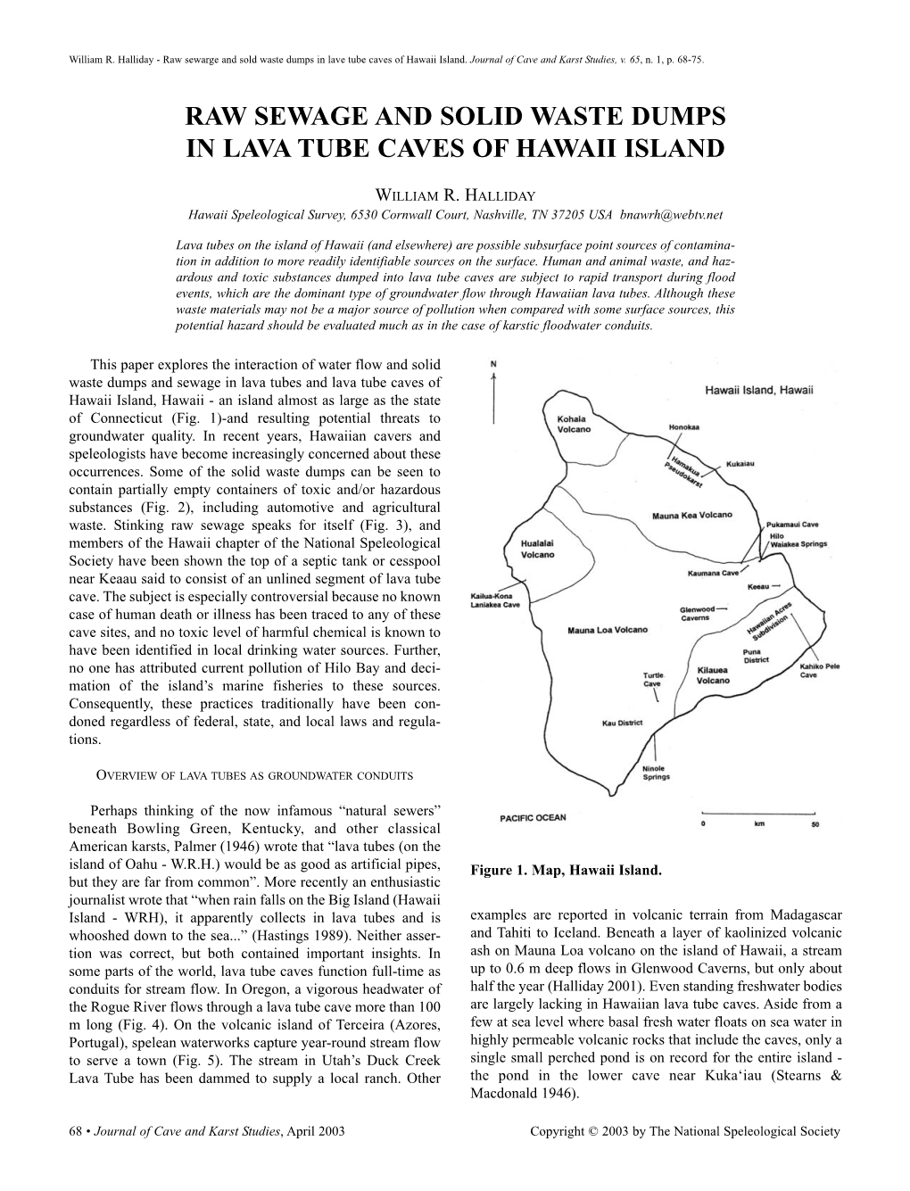 Raw Sewage and Solid Waste Dumps in Lava Tube Caves of Hawaii Island