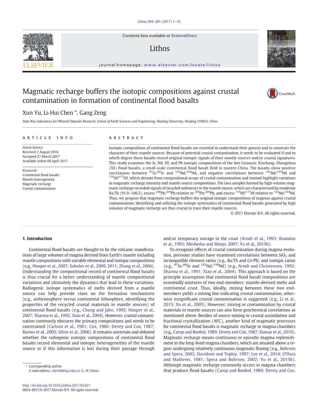 Magmatic Recharge Buffers the Isotopic Compositions Against Crustal Contamination in Formation of Continental Flood Basalts