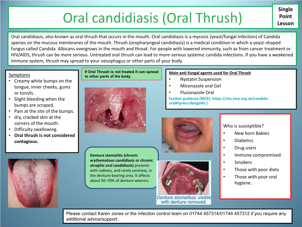 Oral Candidiasis (Oral Thrush) Lesson