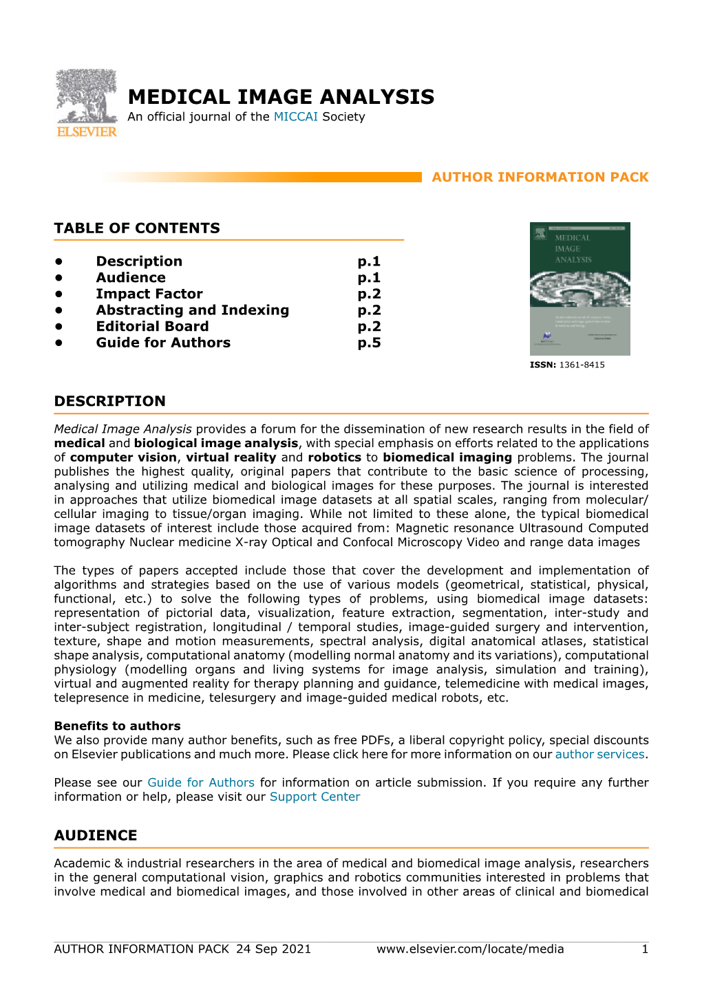 MEDICAL IMAGE ANALYSIS an Official Journal of the MICCAI Society