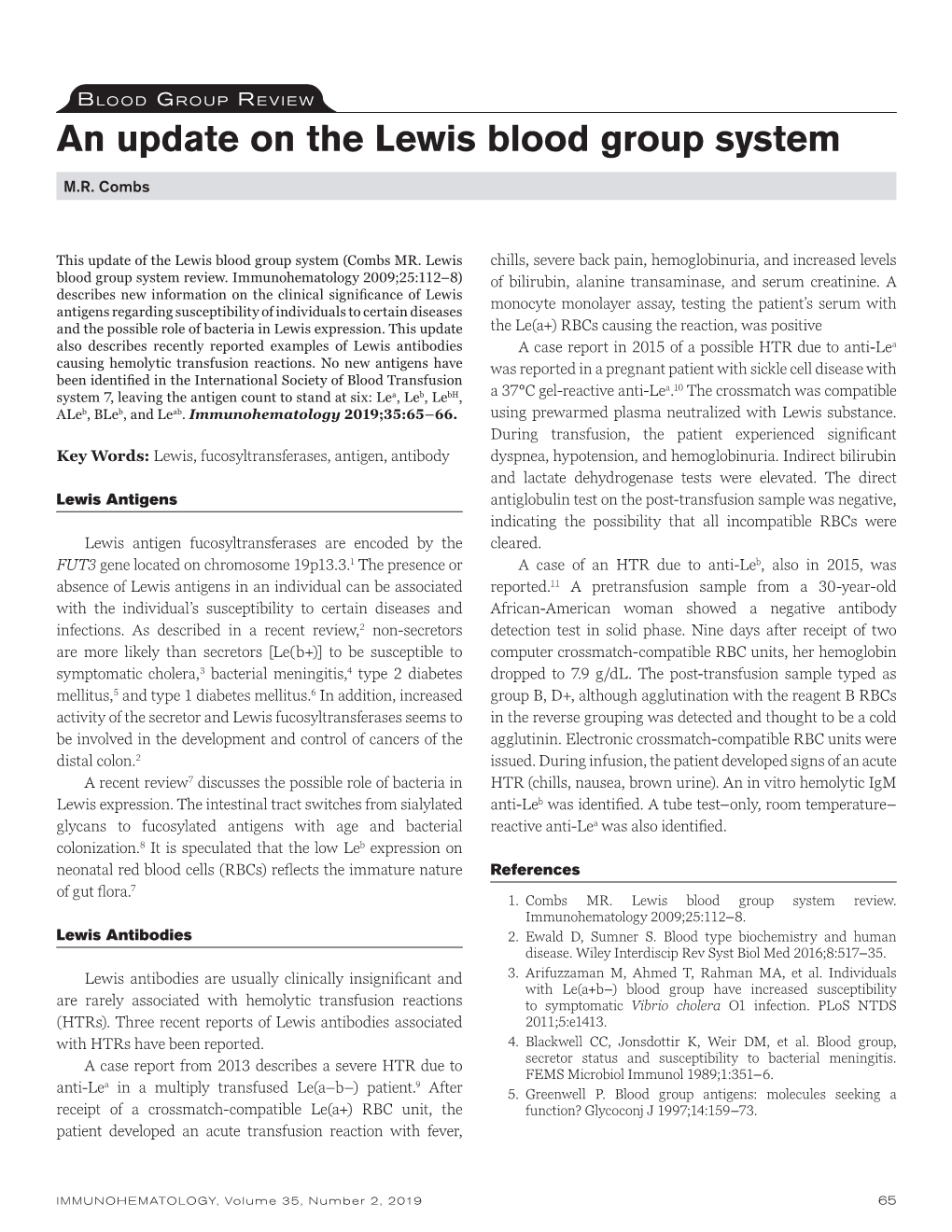 An Update on the Lewis Blood Group System