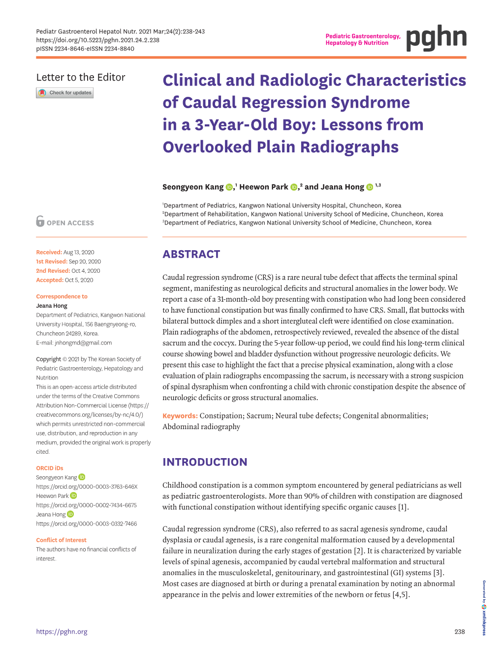 Clinical and Radiologic Characteristics of Caudal Regression Syndrome in a 3-Year-Old Boy: Lessons from Overlooked Plain Radiographs