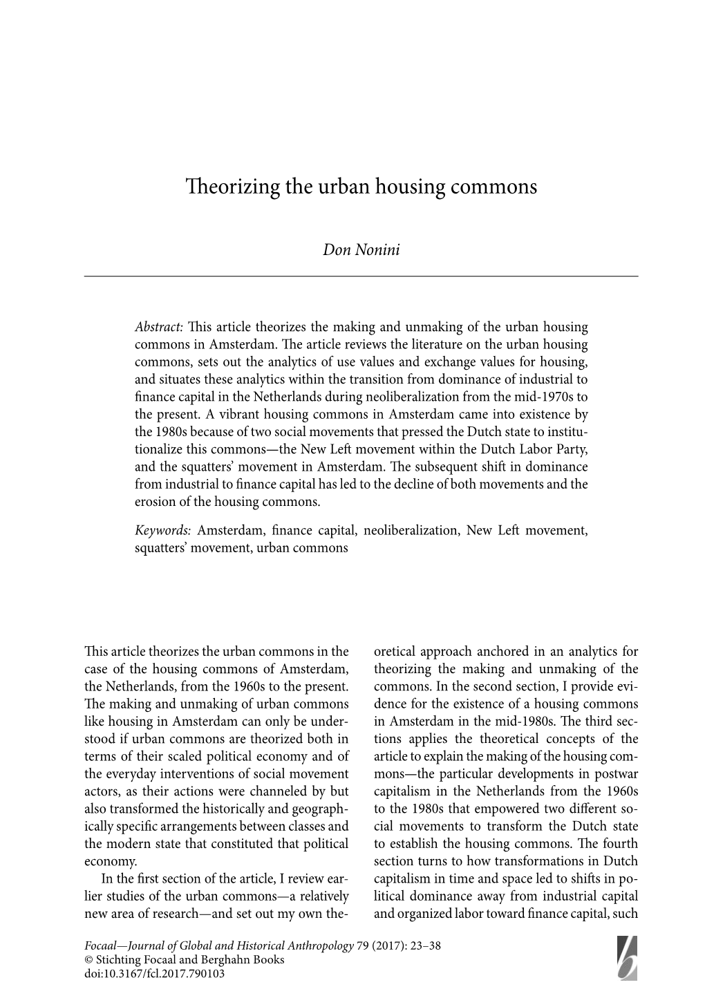 Theorizing the Urban Housing Commons