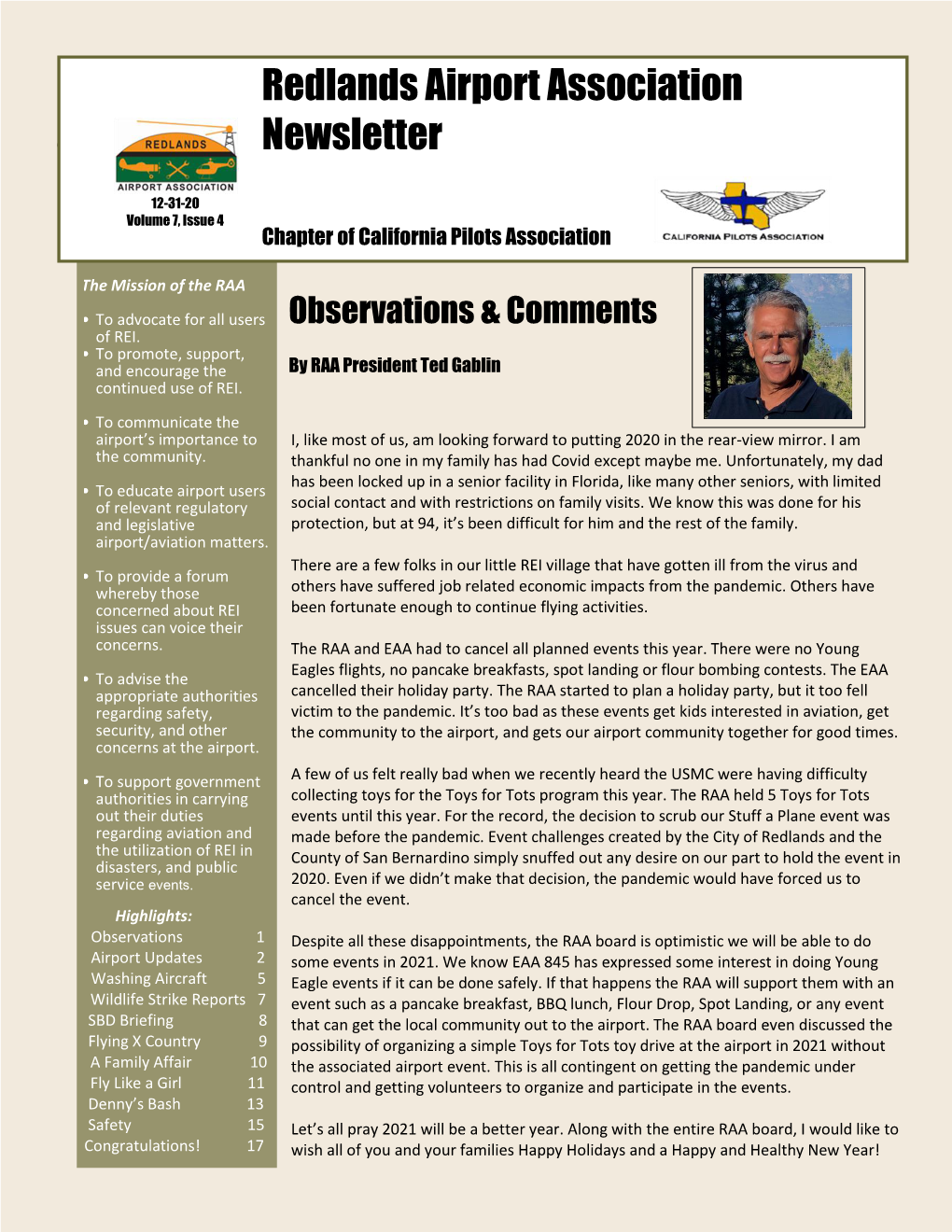 Redlands Airport Association Newsletter