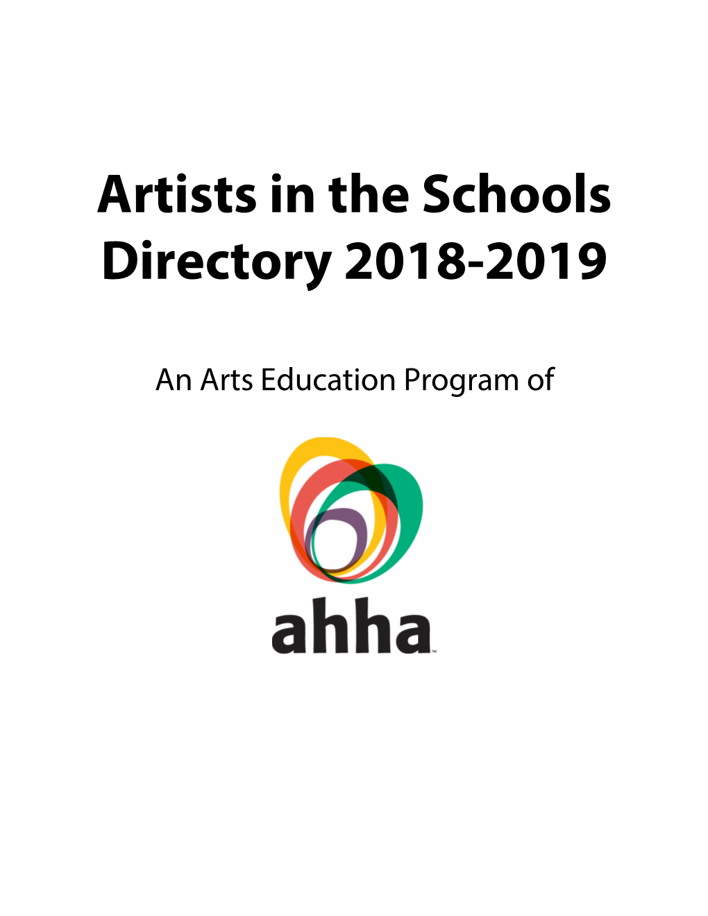 Artists in the Schools Directory 2018-2019