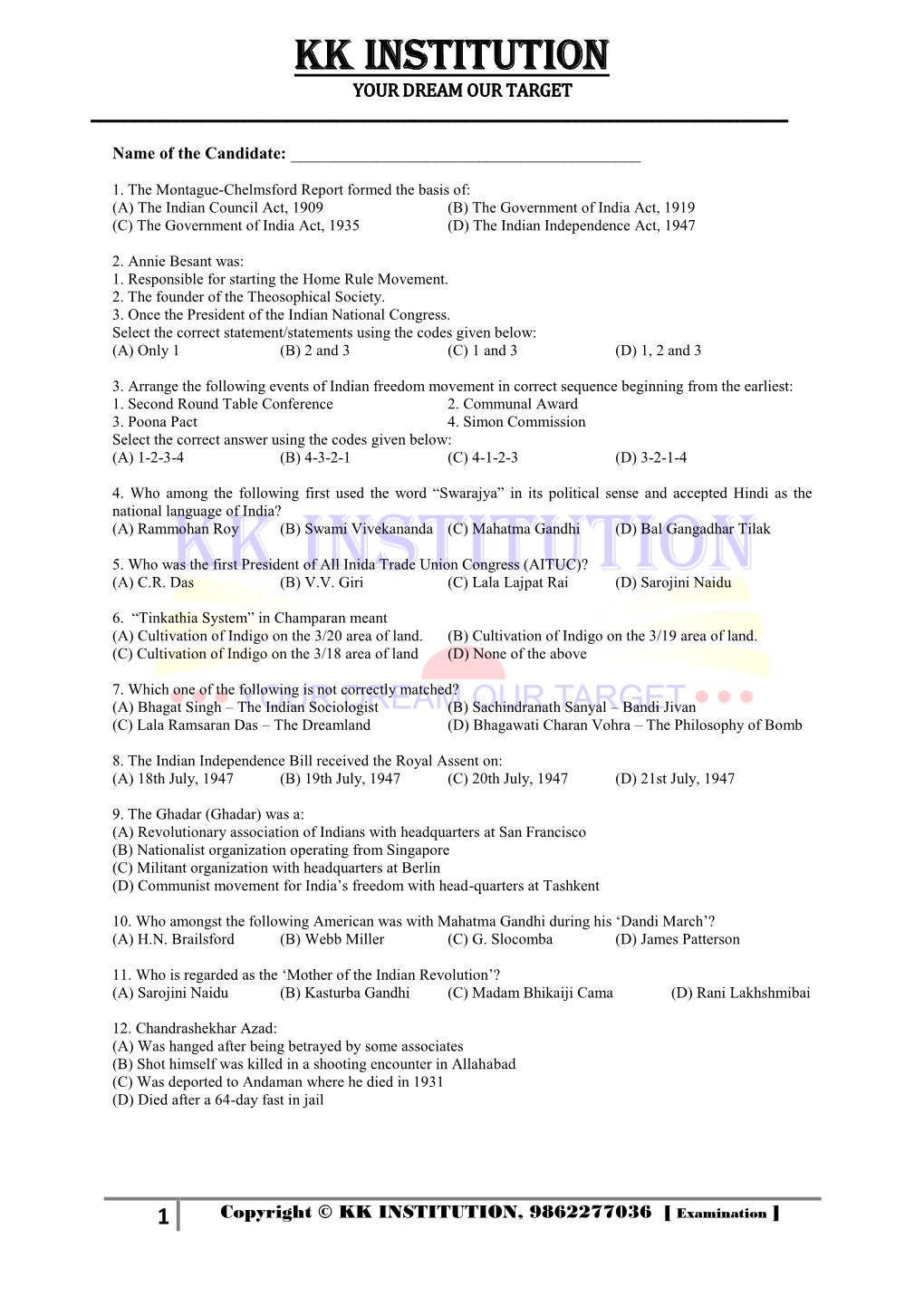 Practice Test Doc.- Modern History