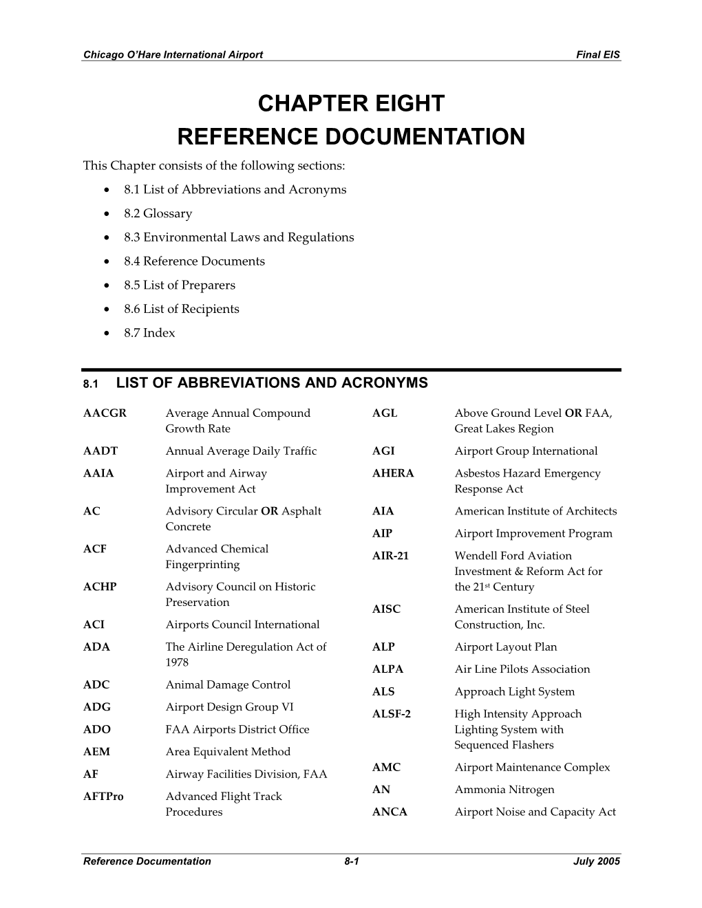 Chapter Eight Reference Documentation